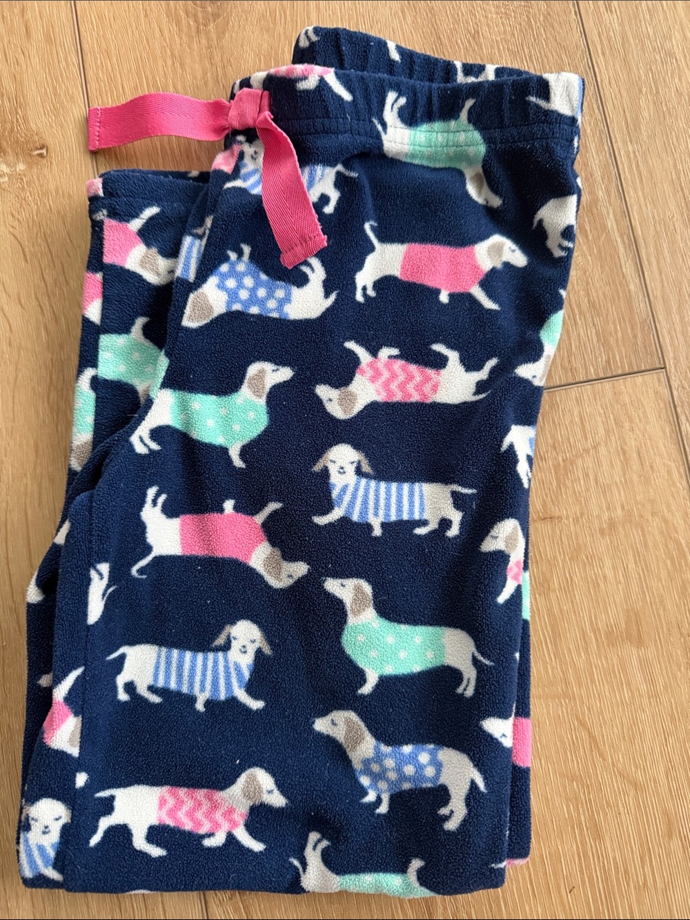 Carter's Navy Fleece Pajama Pants with Pink and Mint Dachshund Print